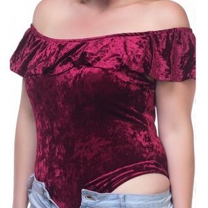 Ruffled cold shoulder bodysuit